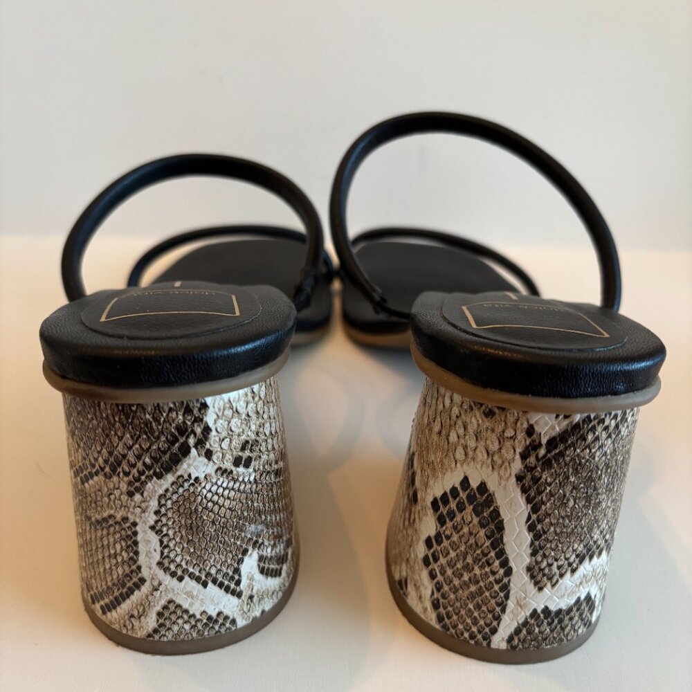 Dolce Vita Black Strappy Sandals | Snakeskin Block Heel | Size 11 - Picture 6 of 8